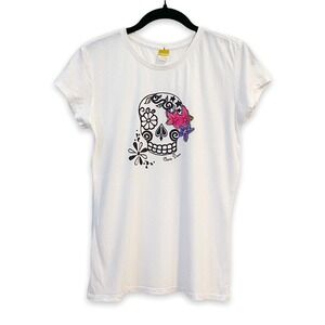 Graphic Floral Skull Fitted Baby Tee